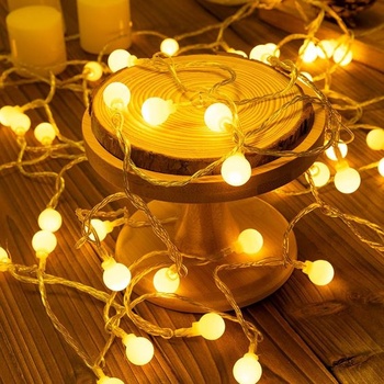 Batériový reťazec svetiel, 1,5 m 10 LED guľových svetiel, teplá biela, vhodné pre vnútorné aj vonkajšie