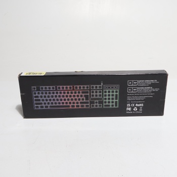 Herná klávesnica s QWERTZ rozložením, RGB podsvietením, USB káblová klávesnica s numerickou