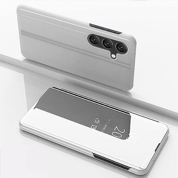 Flipový kryt pre Samsung Galaxy S10 Plus, trblietavo zrkadlovo strieborný, JM