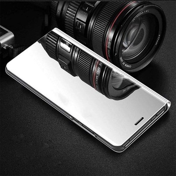 Flipový kryt pre Samsung Galaxy S10 Plus, trblietavo zrkadlovo strieborný, JM