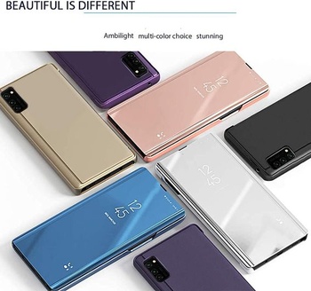 Flipový kryt pro Samsung Galaxy S10 Plus, třpytivě zrcadlově stříbrný, JM