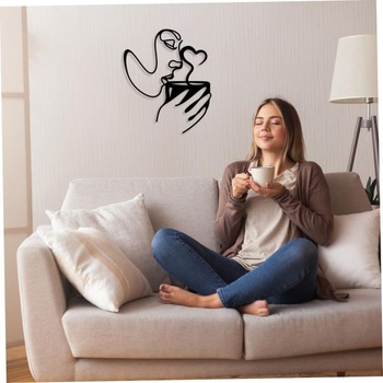 Nástěnná dekorace s cedulí na kávu Kityemo – Minimalistická kovová nástěnná dekorace do kuchyně a