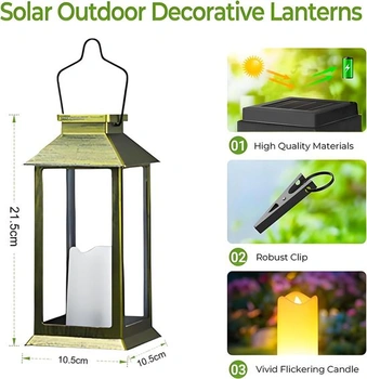 Solární lucerna Yowin pro venkovní použití, sada 2 solárních lamp, zahradní svíčka s plamenným