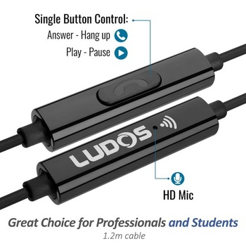 Sluchátka LUDOS FEROX USB-C, 5letá záruka, Sluchátka do uší s kabelem, Černá, USB-C