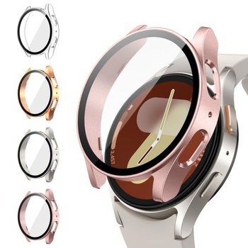 Púzdro Neitra 4 kusy pre Samsung Galaxy Watch 7 40mm ochranné s HD sklom číre + ružovo-zlaté +