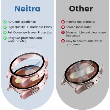 Púzdro Neitra 4 kusy pre Samsung Galaxy Watch 7 40mm ochranné s HD sklom číre + ružovo-zlaté +