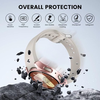 Púzdro Neitra 4 kusy pre Samsung Galaxy Watch 7 40mm ochranné s HD sklom číre + ružovo-zlaté +