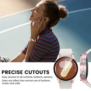 Púzdro Neitra 4 kusy pre Samsung Galaxy Watch 7 40mm ochranné s HD sklom číre + ružovo-zlaté +