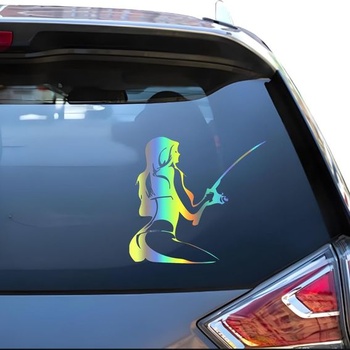 Samolepky pro rybářské nadšence, voděodolné, reflexní, PVC samolepky na auto s duhovým efektem pro