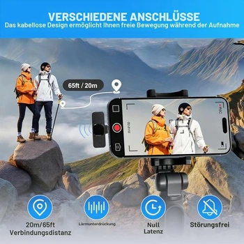 Bezdrátový mikrofon Mini Mic Pro, klopový mikrofon s klipem pro iPhone a Android, mikrofon pro