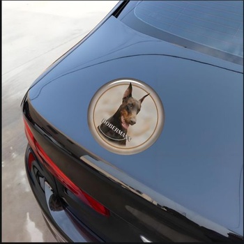 Samolepka na auto s dobermanom, okrúhla, vodotesná, reflexná, dekoratívna vinylová samolepka na auto,