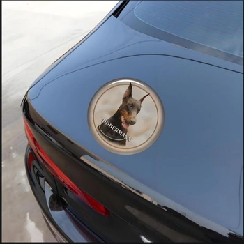 Samolepka na auto s dobrmanem, kulatá, vodotěsná, reflexní, dekorativní vinylová samolepka na auto,