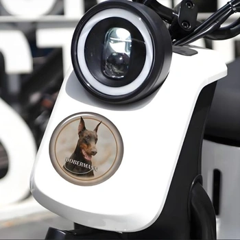 Samolepka na auto s dobrmanem, kulatá, vodotěsná, reflexní, dekorativní vinylová samolepka na auto,
