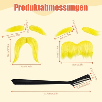 Sada 2 kusov fúzov a obočia Aohcae, fúzy a obočie Lorax s kefou na fúzy, fúzy Lorax pre cosplay