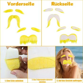 Sada 2 kusov fúzov a obočia Aohcae, fúzy a obočie Lorax s kefou na fúzy, fúzy Lorax pre cosplay
