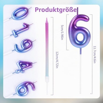 URAQT Svíčky s narozeninovými čísly, Svíčky s narozeninovými čísly, Dlouhé fialové gradientní