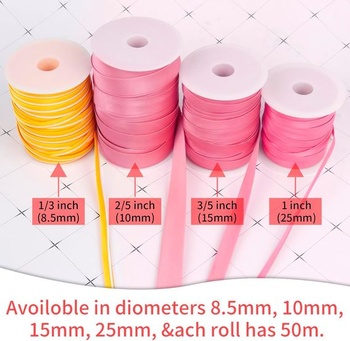 Šikmá lemovací páska 25 mm x 50 m, lemovací páska na šití, dvojitě přeložená textilní páska z
