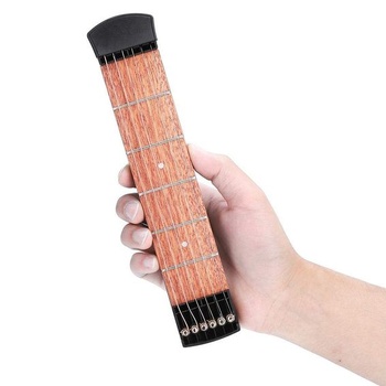 Vrecková gitara Tbest, mini 6 podvalov, čierna, mahagón, pre tréning prstov, náhradné klávesy pre