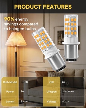 B15D LED žárovky AC/DC 12V-24V nízké napětí 1157 dvojitý kontakt bajonet, 3W (ekvivalent 30W) - pro