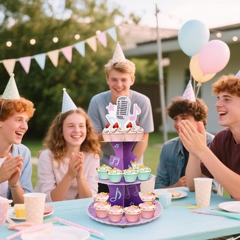 3poschodový kartónový stojan na torty K-Pop, stupňovitý stojan na dezertné muffiny pre narodeniny