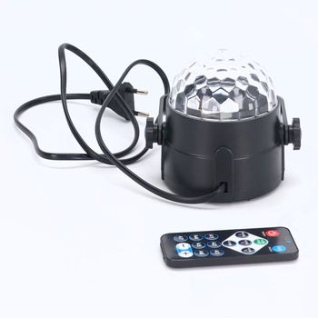Morofme LED disko koule, 360° otočné párty světlo ovládané hudbou, 3W RGB disko světlo s dálkovým