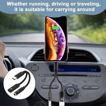 Adaptér 2 v 1 s USB-C na 3,5 mm jack pre slúchadlá a nabíjanie, adaptér pre slúchadlá s rýchlym