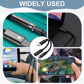 Adaptér 2 v 1 s USB-C na 3,5 mm jack pre slúchadlá a nabíjanie, adaptér pre slúchadlá s rýchlym