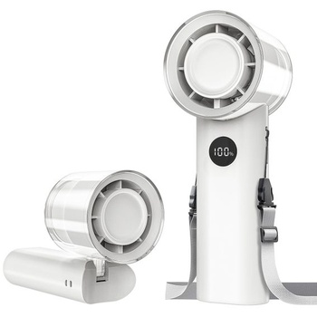 Ručný ventilátor WOWDSGN, prenosný ventilátor s 5 rýchlosťami, biely