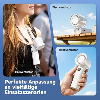 Ručný ventilátor WOWDSGN, prenosný ventilátor s 5 rýchlosťami, biely