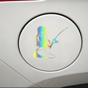 Samolepky pre rybárskych nadšencov, vodeodolné, reflexné, PVC samolepky na auto s dúhovým efektom pre