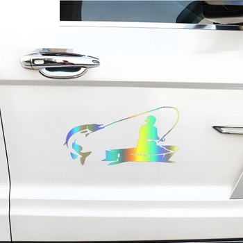 Holografická rybářská nálepka, voděodolná PVC nálepka na auto, notebook, ledničku, nábytek,