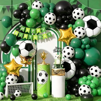 Morofme futbalové narodeninové dekorácie, 45 kusov, zelené futbalové balónové dekorácie s futbalovým