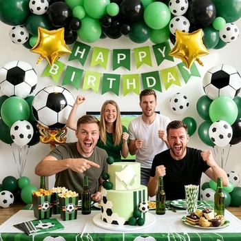 Morofme futbalové narodeninové dekorácie, 45 kusov, zelené futbalové balónové dekorácie s futbalovým
