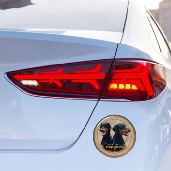 Samolepka na auto s motivem dobermana, reflexní, voděodolná, dva černí dobrmani, samolepka na psa