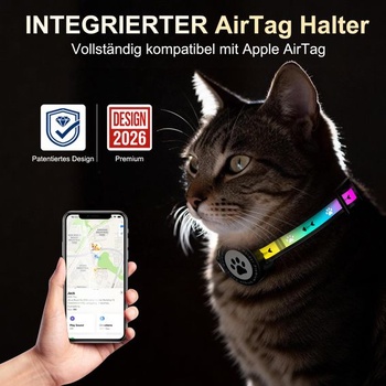 Obojok pre mačky AirTag s bezpečnostnou sponou a držiakom AirTag modrý 8