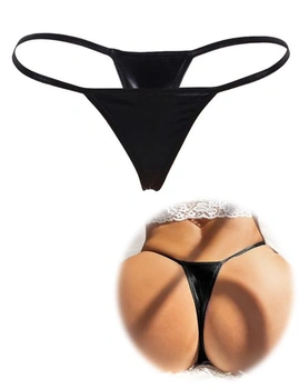 Dámske sexy mini bikiny z umelej kože, veľkosť M, čierne