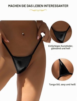 Dámske sexy mini bikiny z umelej kože, veľkosť M, čierne