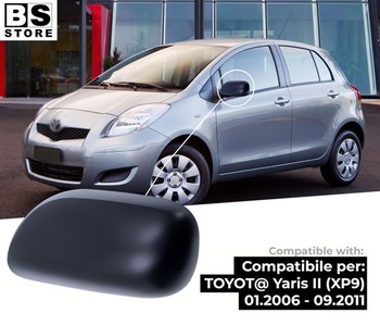 Kryty zrkadiel, kryty zrkadiel, spätné zrkadlá BSSTORE pre Yaris od roku 2006 do 2011, čierne |