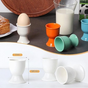 Sada 6 porcelánových kalíškov na vajíčka, okrúhle keramické kalíšky na vajíčka na mäkko alebo natvrdo,