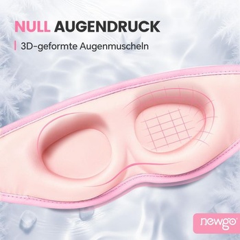 NEWGO 3D gélová očná maska ​​s hodvábne mäkkou tkaninou pre migrény, ružová
