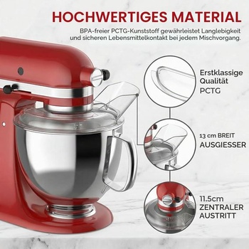 Ochranný kryt proti striekajúcej vode kompatibilný s kuchynským robotom KitchenAid s objemom 4,5-5