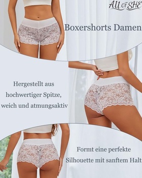 Dámske sexy boxerky s čipkou, veľké veľkosti, 5 ks, veľkosť M, čierna/pletová/biela/khaki/fialová