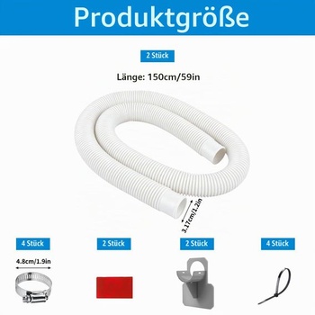 Bazénová hadica, 2 kusy, 32mm bazénová hadica, náhradná bazénová hadica so 4 kovovými svorkami,