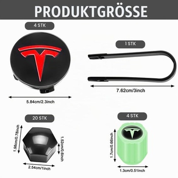 Sada krytů kol Tesla: Sada krytů kol Tesla Sada krytů středového kola Matice kol Krytka matic s