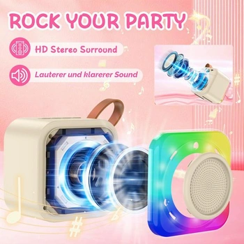 Bluetooth karaoke mikrofon, bezdrátový přenosný LED karaoke mikrofon s reproduktorem pro domácí