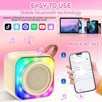 Bluetooth karaoke mikrofon, bezdrátový přenosný LED karaoke mikrofon s reproduktorem pro domácí