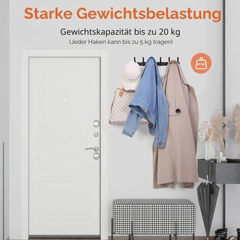 Optish 1dílný nástěnný věšák na kabáty, šatní skříň s háčky a 12 háčky, nástěnný věšák na kabáty do