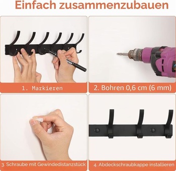 Optish 1dílný nástěnný věšák na kabáty, šatní skříň s háčky a 12 háčky, nástěnný věšák na kabáty do
