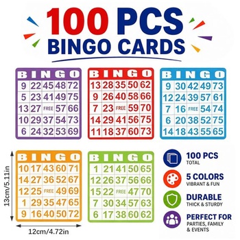 100 bingo kariet, veľké bingo karty, bingo hra pre dospelých
