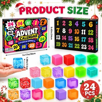 Vianočný adventný kalendár, mäkké hračky, farebná mäkká protistresová kocka